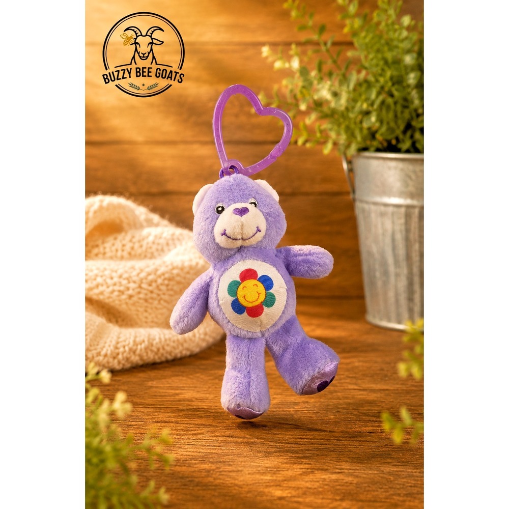 CARE BEARS HARMONY BEAR PLUSH KEYCHAIN BURGER KING 2005 Y2K TOY